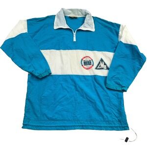 Vintage Morro Bay Surf Jacket Men Medium Nylon Pullover Windbreaker Teal 80s 90s